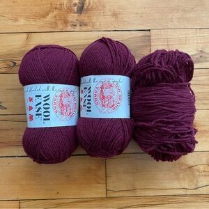 🍷 Bundle of 3 Skeins of Lion Brand Wool-Ease Yarn in Tawny Port